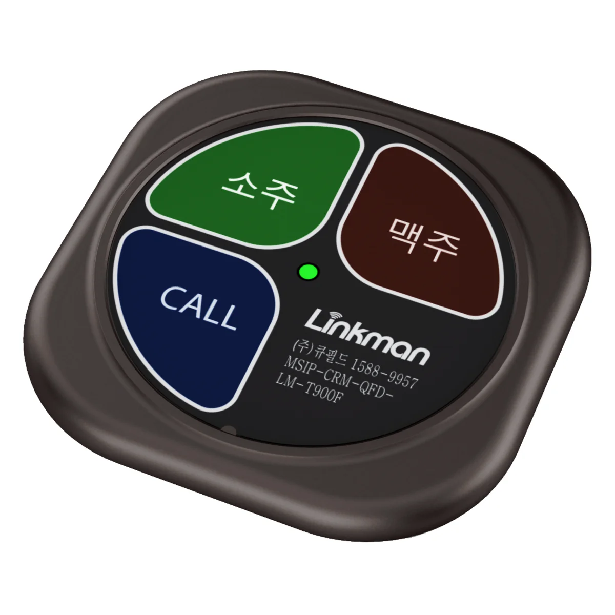 3버튼 무선호출벨 LM-T303F 브라운 — CALL·소주·맥주 버튼